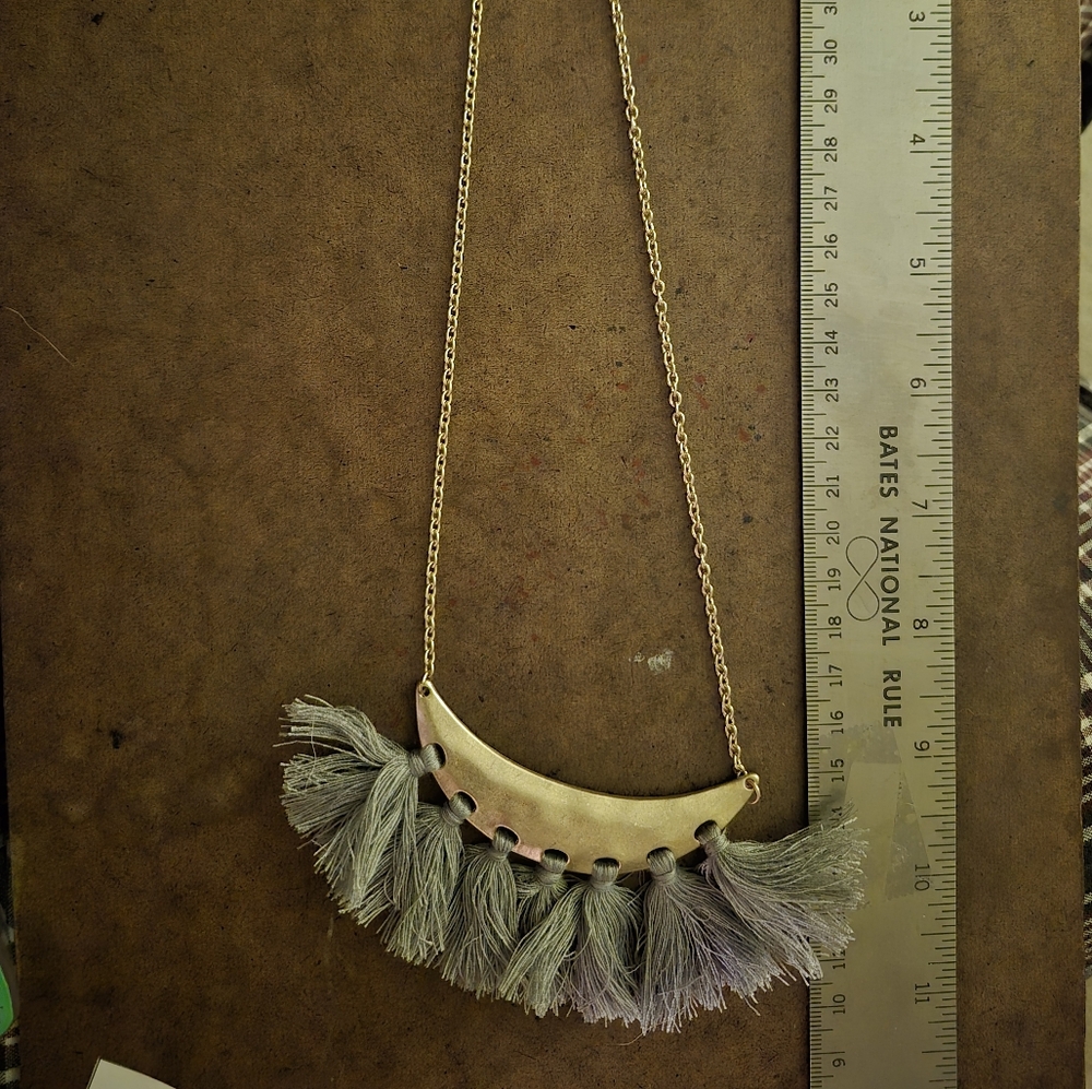 Plunder Gold and Gray Tassel Necklace